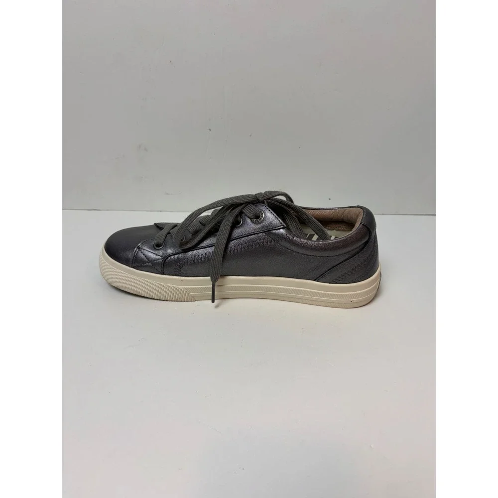 Taos Plim Soul Lux Metallic Pewter Leather Sneakers Women's 7 PLX-13994A